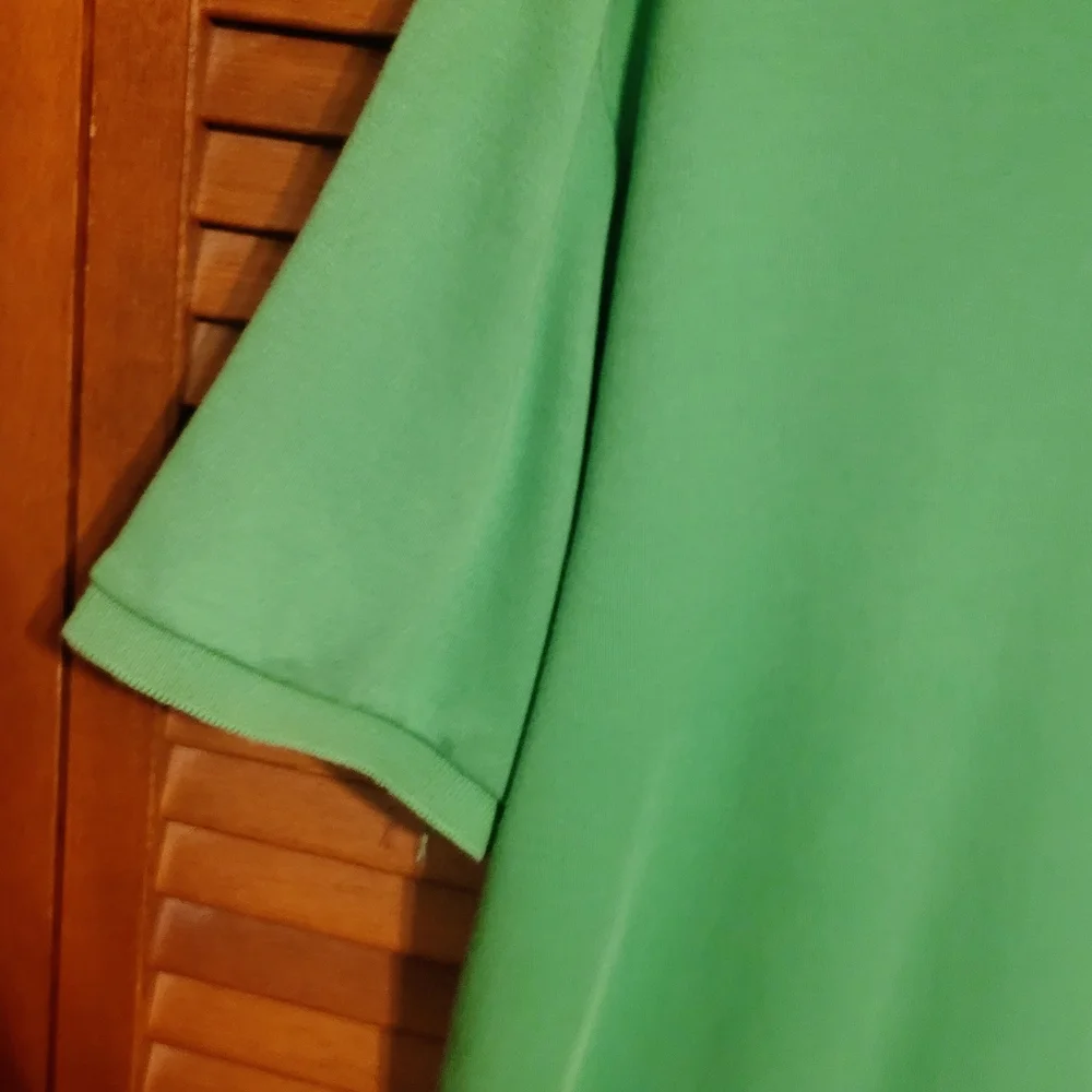 Green Ralph Lauren Classic Polo Shirt. With Fitted Sleeves. Size L custom fit - Picture 3 of 9